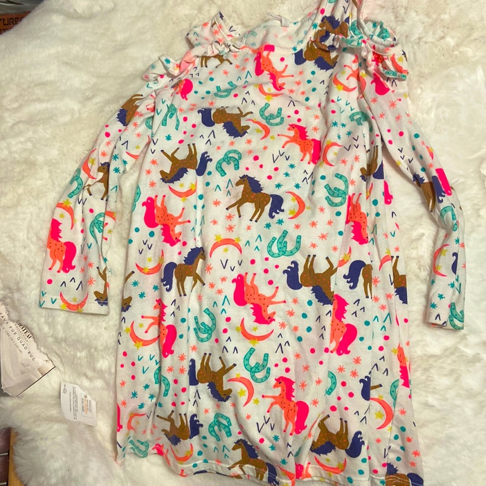 Girls Cold Shoulders Horse Dress